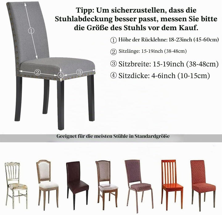 HZDHCLH Stuhlhussen 4er Set Stuhlbezüge Stretch abnehmbar, waschbar, Esszimmerstuhl-Schutzsitz für H