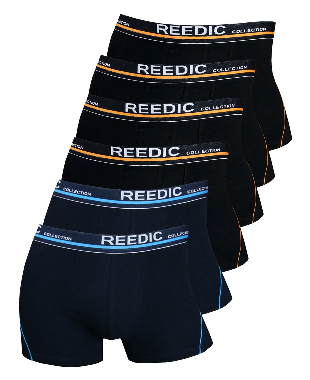 Reedic Herren Boxershorts Baumwolle 6er Pack, Grösse XX-Large (2XL), Farbe je 4X schwarz, je 2X dunk
