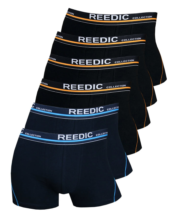 Reedic Herren Boxershorts Baumwolle 6er Pack, Grösse XX-Large (2XL), Farbe je 4X schwarz, je 2X dunk