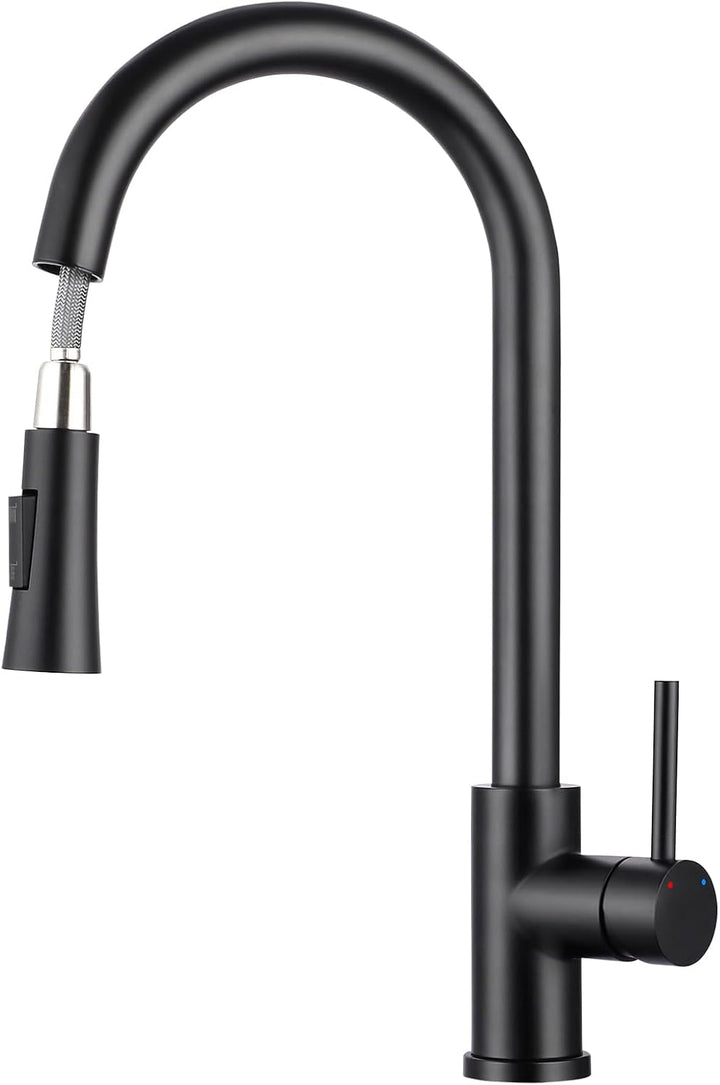 BONADE Wasserhahn Küche Schwarz, 360° Drehbare Küchenarmatur mit Brause Ausziehbar, Hoher Bogen Misc