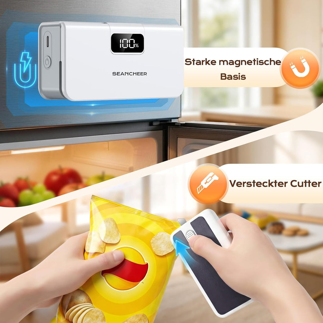 SEANCHEER Wiederaufladbares Mini Folienschweissgerät mit Magnet &amp; Schneider | Tragbares Beutelversch