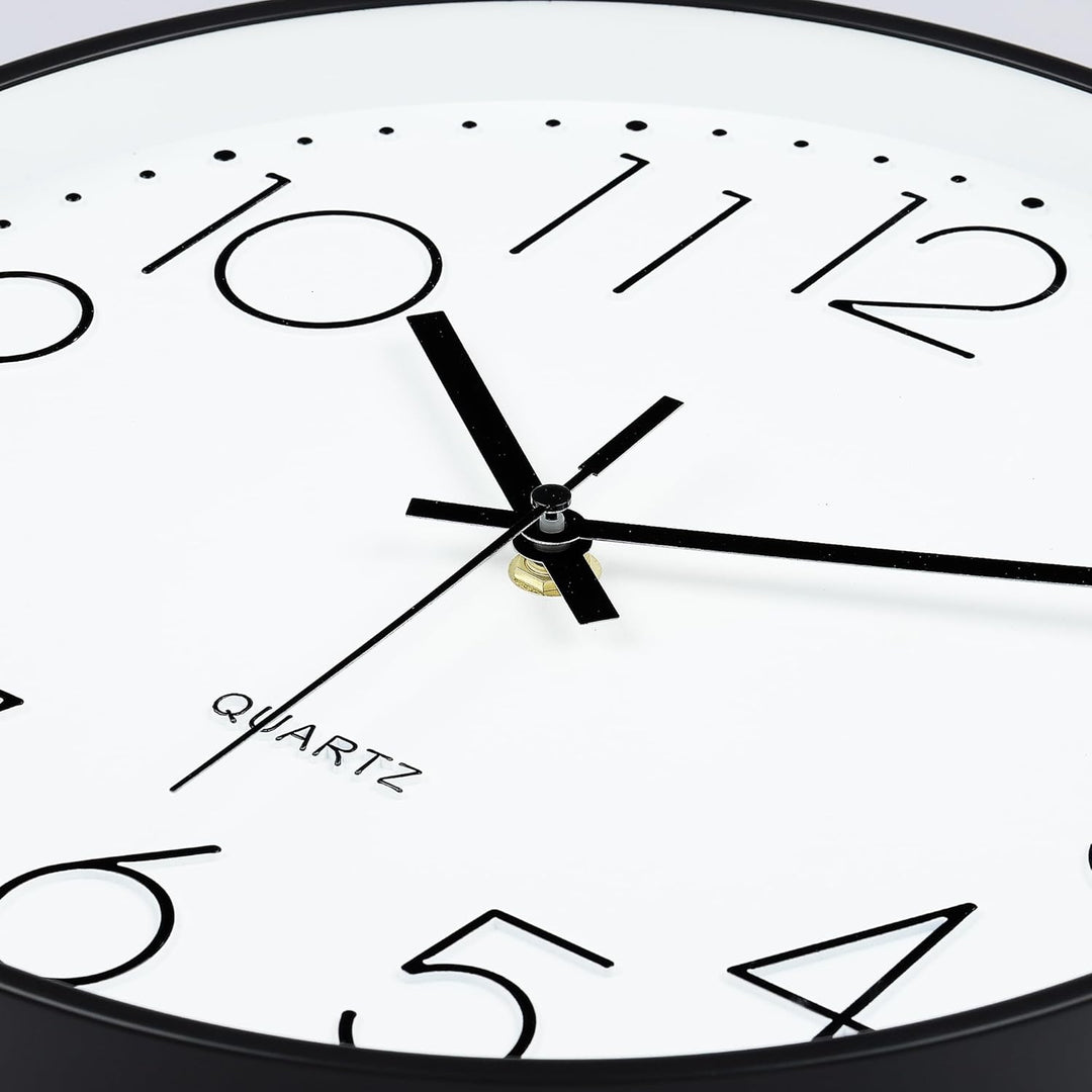 Lafocuse 3D Ziffern Lautlos Wanduhr Schwarz, 30cm Modern Leicht Ablesbar Küchenuhr, Ohne Tickgeräusc