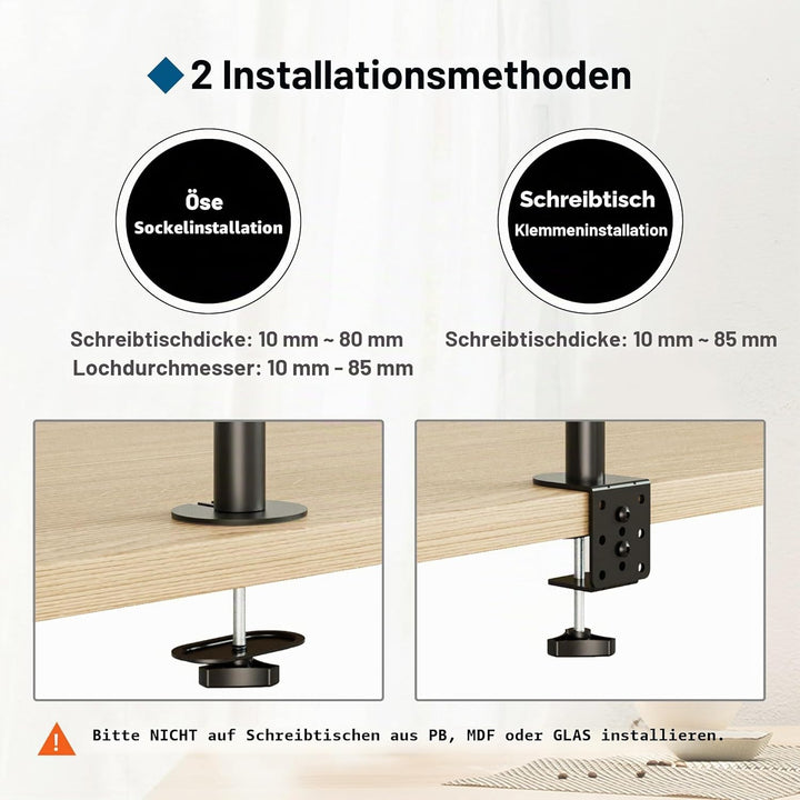 BONTEC Monitor Halterung mit Laptop Arm für 13-27 Zoll LCD LED Bildschirm bis zu 15,6“ Notebook, Nei