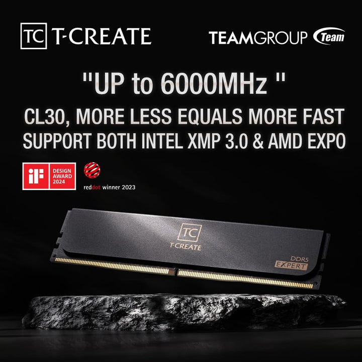 DDR5 32GB KIT 2x16GB PC 6000 Team T-CREATE EXPERT CTCED532G6000HC30DC01 schwarz 32GB (16GBx2) DDR5 6