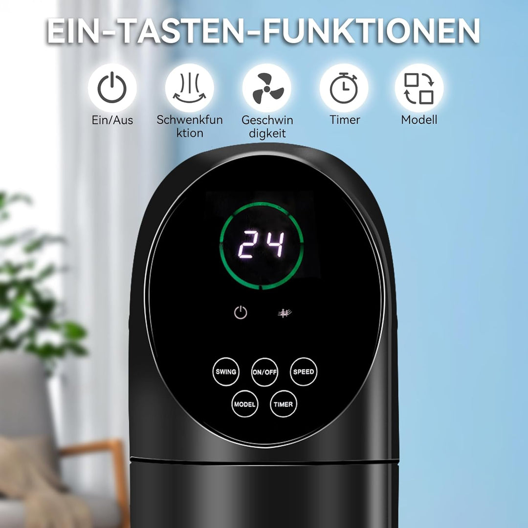 LEADZM Turmventilator mit Fernbedienung,Schwenkbarer Turm 87 cm,Säulenventilator leiser Schlafmodus,