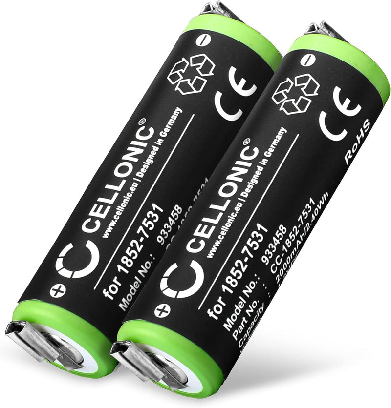 CELLONIC 2X 1852-7531 Ersatz Akku für Moser ChroMini Pro (1591) / Easy Style 1881 / Tondeo Eco-XS/We