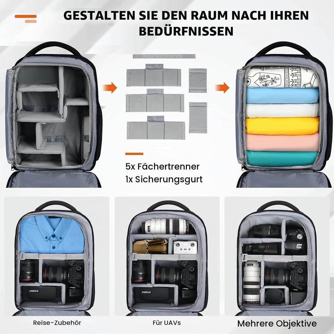 RAINSMORE Kamerarucksack Gross – Kameratasche Spiegelreflex für Fotografen, kamerarucksack mit 15,6
