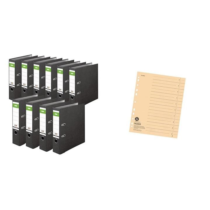 Original DINOR Ordner-Wolkenmarmor-Recycling - Made in Germany. 10er Pack 8 cm breit DIN A4 schwarz