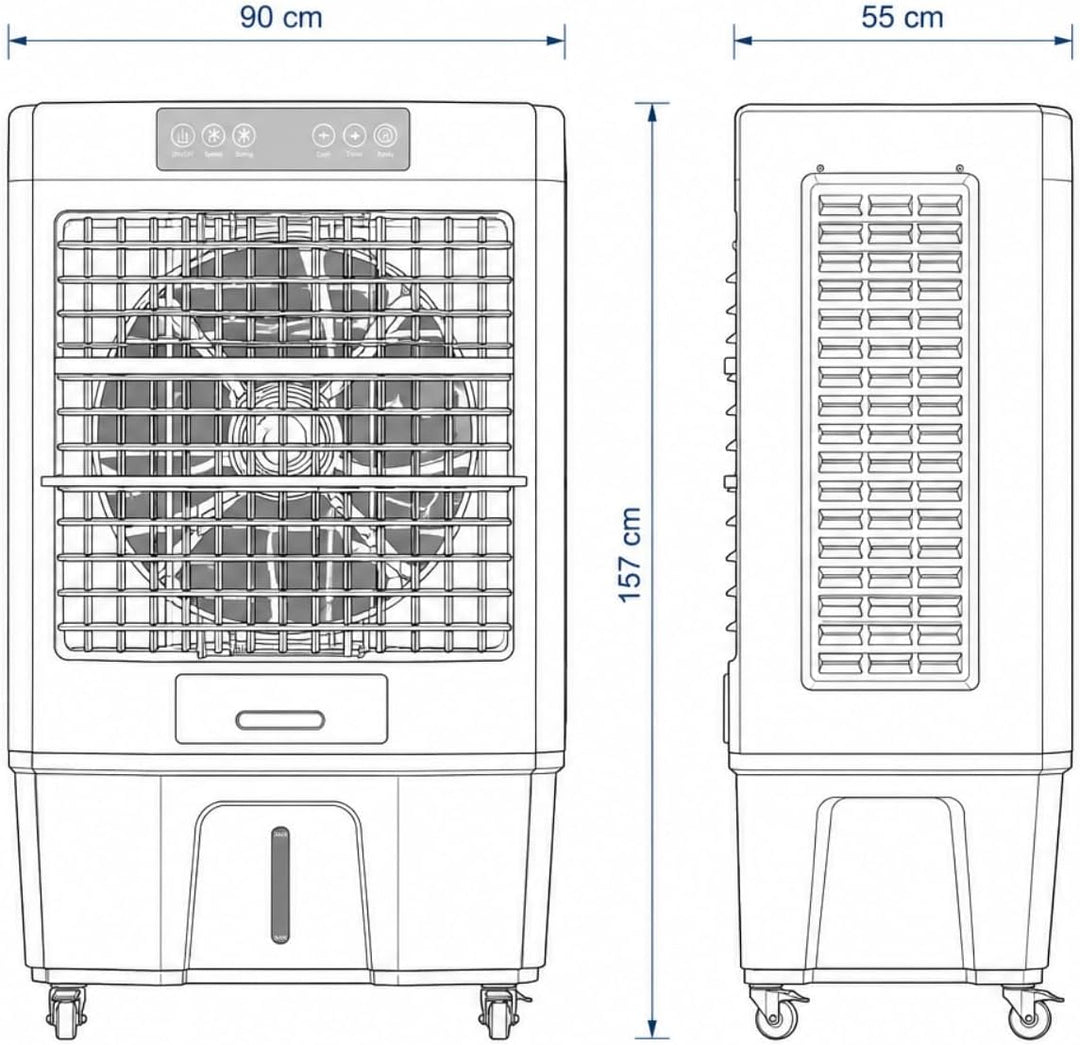 UniversalBlue Industrielles Verdampferklimagerät, 140 l, 16.000 m³/h, 750 W, Tank 140 l, motorisiert