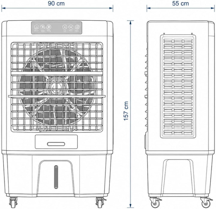 UniversalBlue Industrielles Verdampferklimagerät, 140 l, 16.000 m³/h, 750 W, Tank 140 l, motorisiert