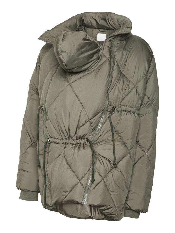 MAMALICIOUS Female Jacke Hoch geschlossen Gerippte Ärmelbündchen Mantel Kambaba L, Kambaba L