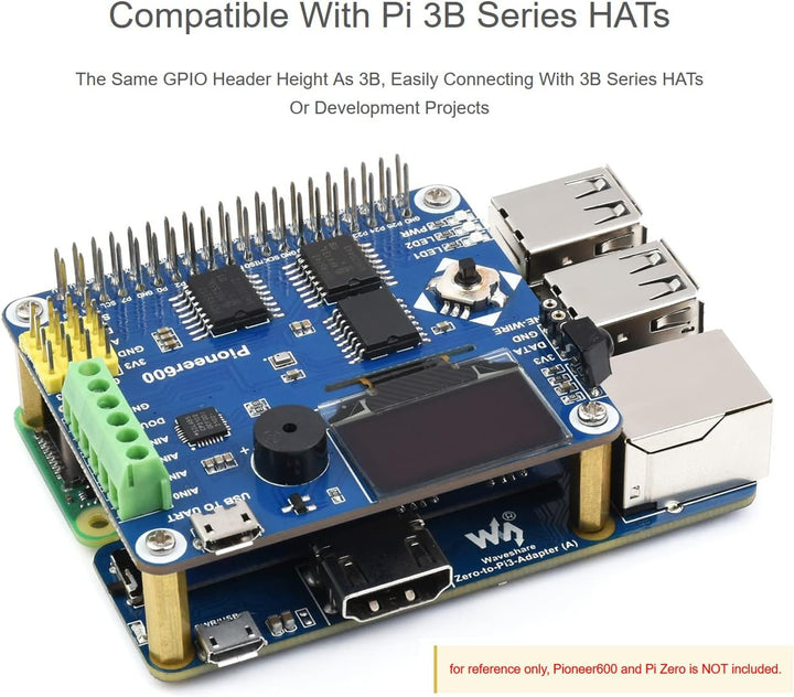 Waveshare Pi Zero auf Raspberry Pi 3 Model B/B+ Adapter, Onboard 4-CH USB Port, 100M Ethernet Port u