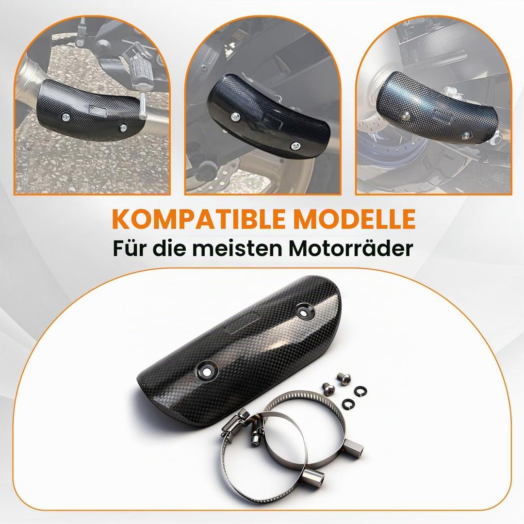 JFG RACING Motorrad Auspuff Hitzeschild,Kohlefaser Motorrad Auspuffrohrabdeckung Hitzeschutzblech Sc