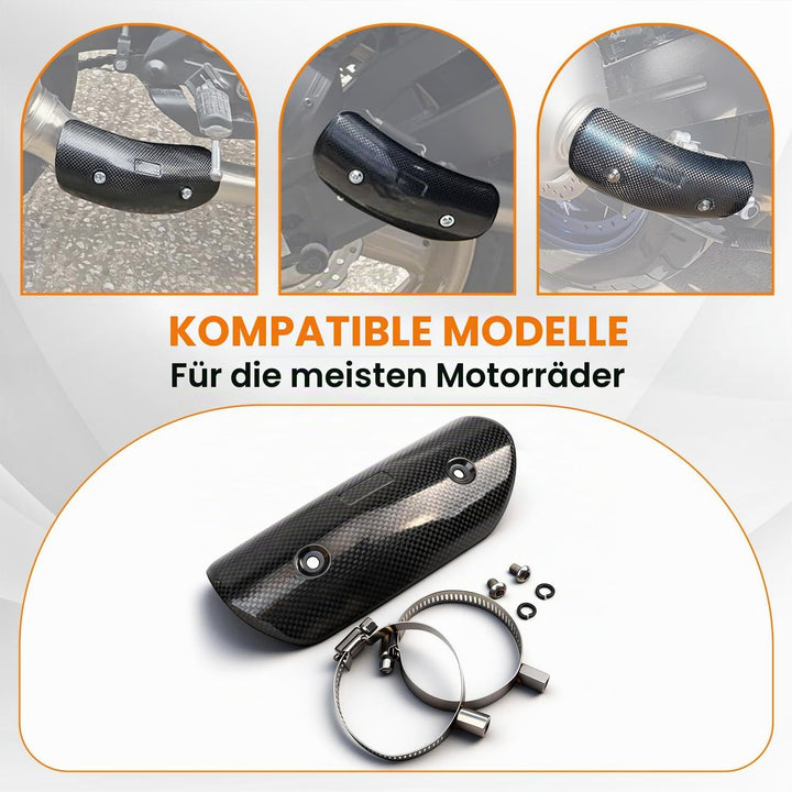 JFG RACING Motorrad Auspuff Hitzeschild,Kohlefaser Motorrad Auspuffrohrabdeckung Hitzeschutzblech Sc
