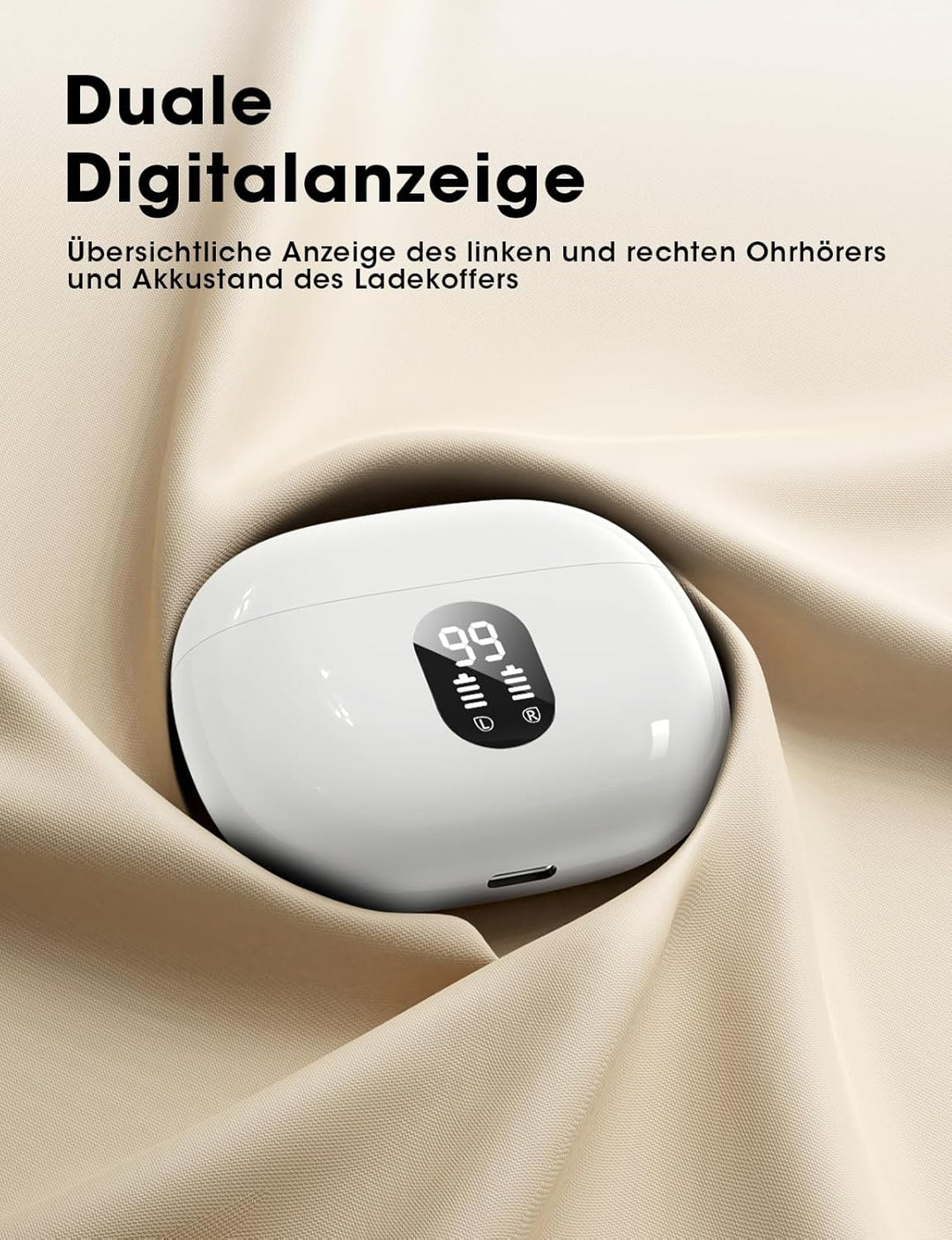 ZZU Bluetooth Kopfhörer Kabellos Bluetooth 5.4, in Ear Kopfhörer Bluetooth mit 4 ENC Mikrofon, LED A
