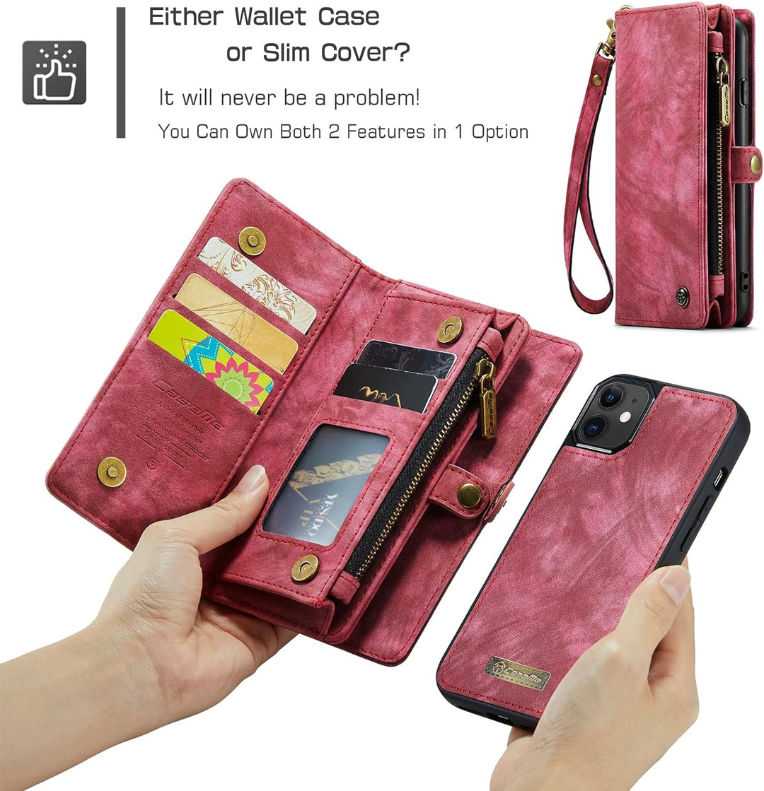 UFinetech 2-in-1 iPhone 11 Hülle Tasche Design Flip TPU Bumper Leder Abnehmbar Flexibel Magnetische