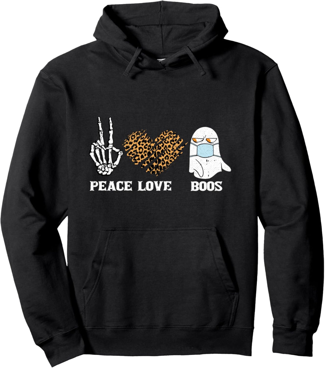 Peace Love Boo Lazy Halloween Kostüm Lustig Geist Quarantäne Pullover Hoodie