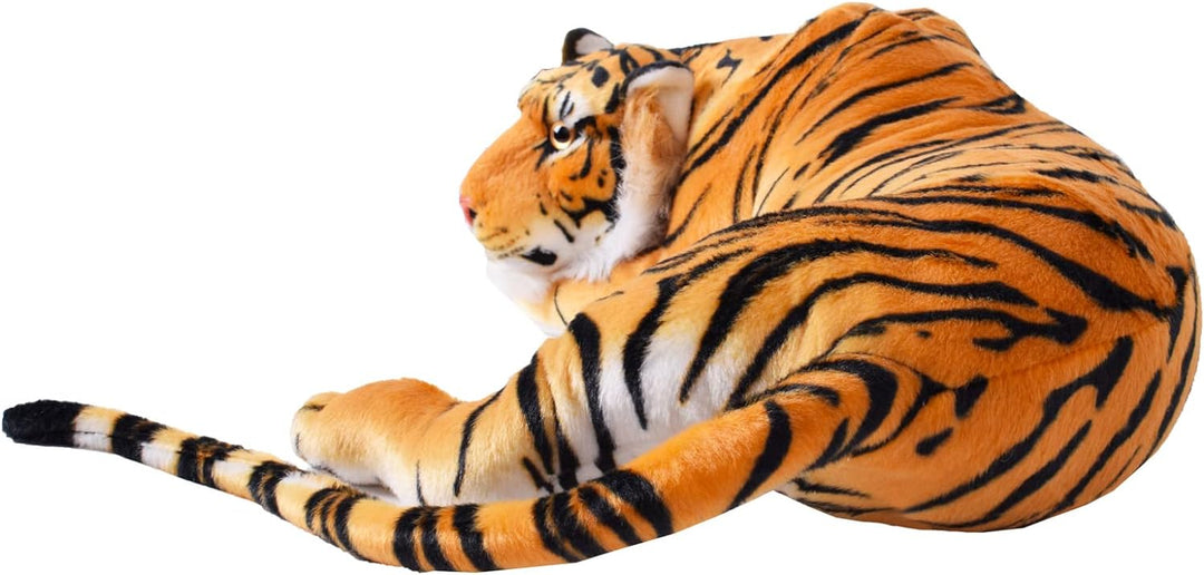 TE-Trend 18789 Plüschtier Tiger Kuscheltier Stofftiger lebensechte Raubkatze liegend Dschungel Stepp