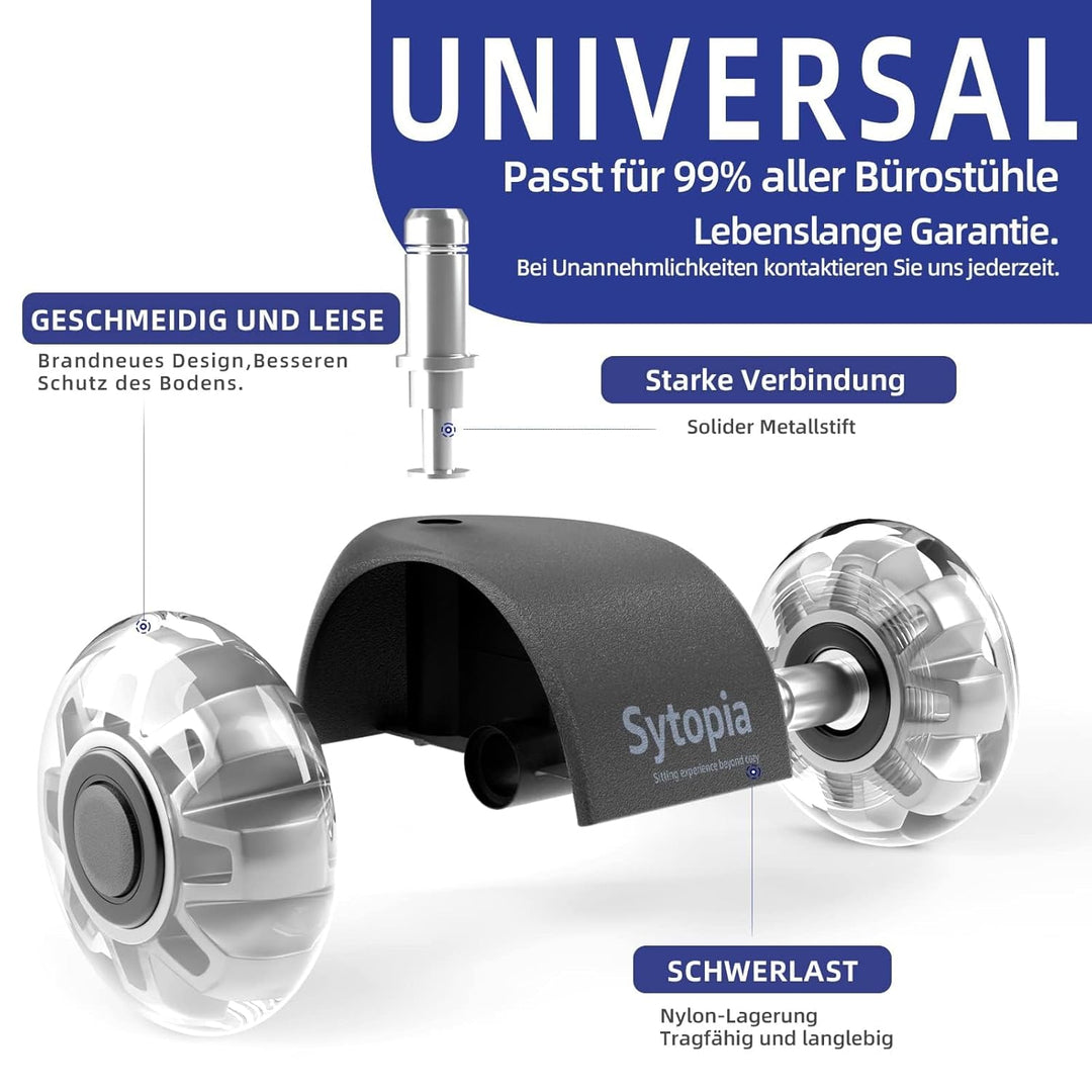 Bürostuhl Rollen 11mm x 22 mm, 5er Set Rollen für Bürostühle, Super Leise und Weiche für Hartböden,