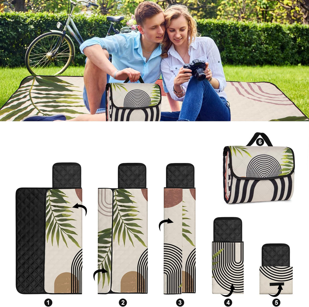 Picknickdecke Wasserdicht, 200 x 200cm Bohemian Gross Stranddecke Sandfrei für 4-6 Personen, Tragbar