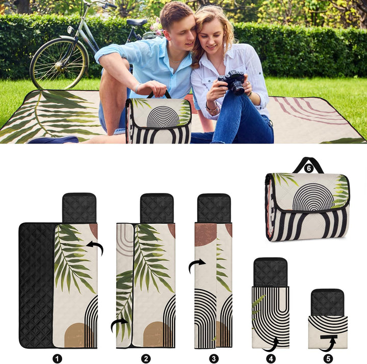 Picknickdecke Wasserdicht, 200 x 200cm Bohemian Gross Stranddecke Sandfrei für 4-6 Personen, Tragbar