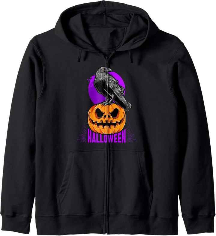 Halloween, Krähe, Kürbis, Lila Kapuzenjacke