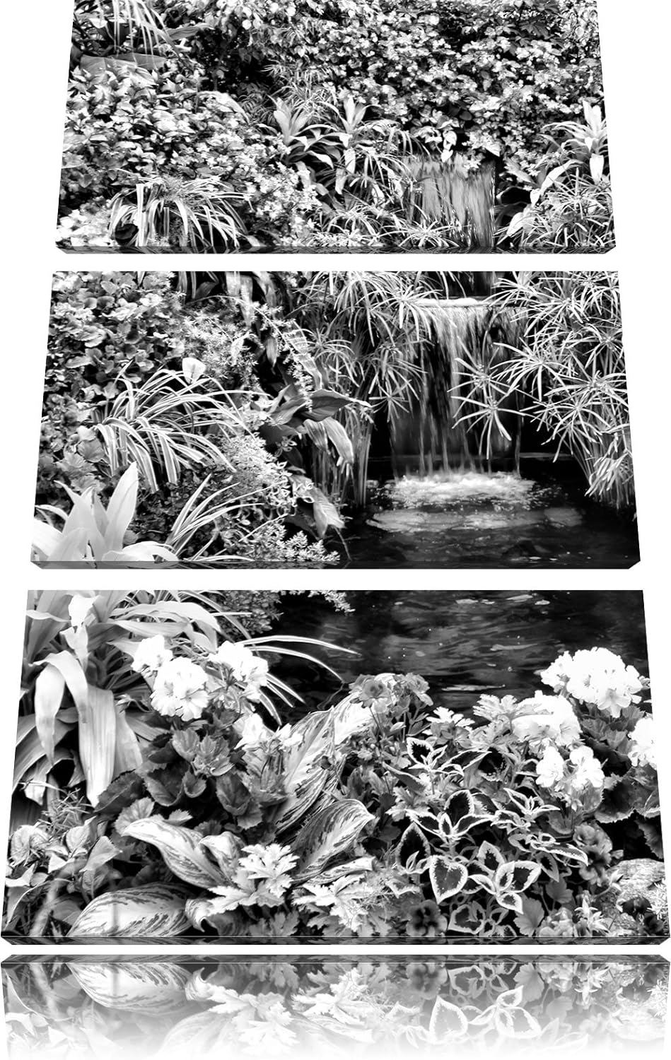 Pixxprint farbenfrohe Blumenoase als Leinwandbild/Grösse: 3 Teilig (120x80) cm/Wandbild/Kunstdruck/f