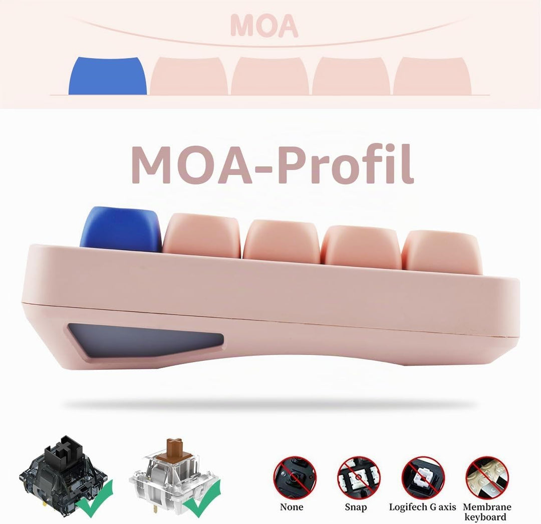 Sunzit Keycaps 148 Tasten PBT Keycaps Set MOA Profil Dye-Sub Niedliche rosa Keycaps Tastenkappen für