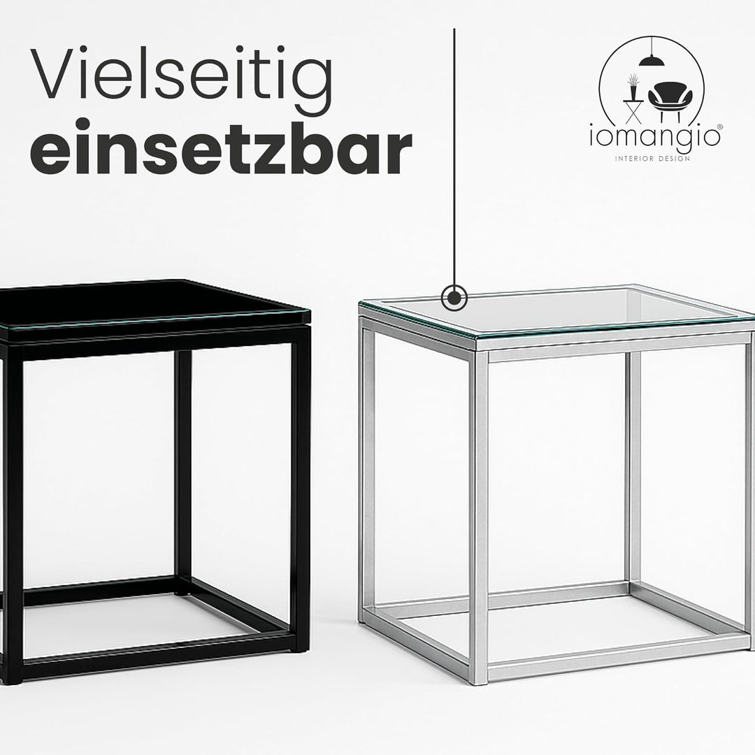 iomangio® Glasplatte Eckig 70 x 70cm Schwarz - Glasscheibe aus gehärtetem ESG Glas 6mm Dick – Tischp