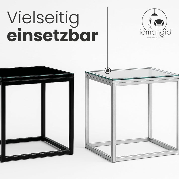 iomangio® Glasplatte Eckig 70 x 70cm Schwarz - Glasscheibe aus gehärtetem ESG Glas 6mm Dick – Tischp