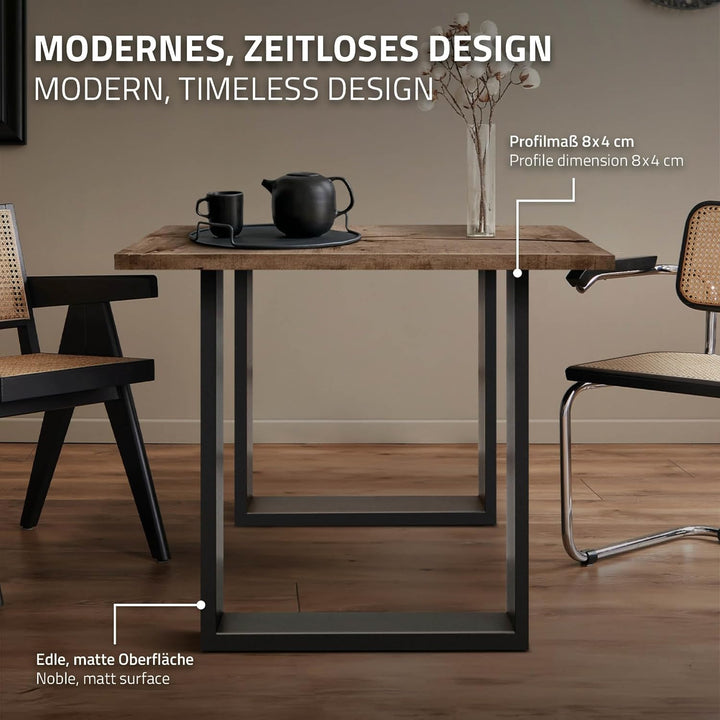 ECD Germany 2er Set Tischbeine aus Vierkantprofilen 70x72 cm Anthrazit, pulverbeschichtete Stahl, In