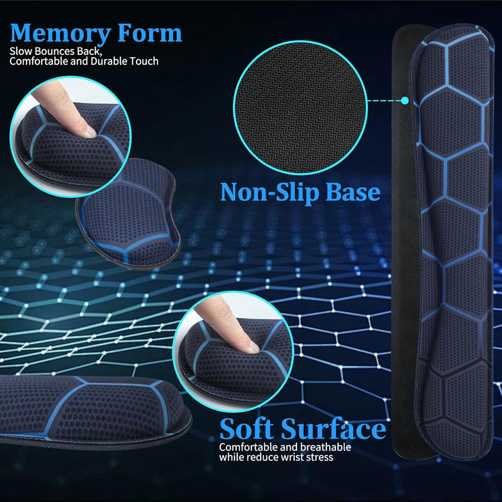 Niviy Gaming Mauspad 900x400mm mit Handauflage,Memory Foam Mousepad Ergonomisches Tastaturpad,Geomet