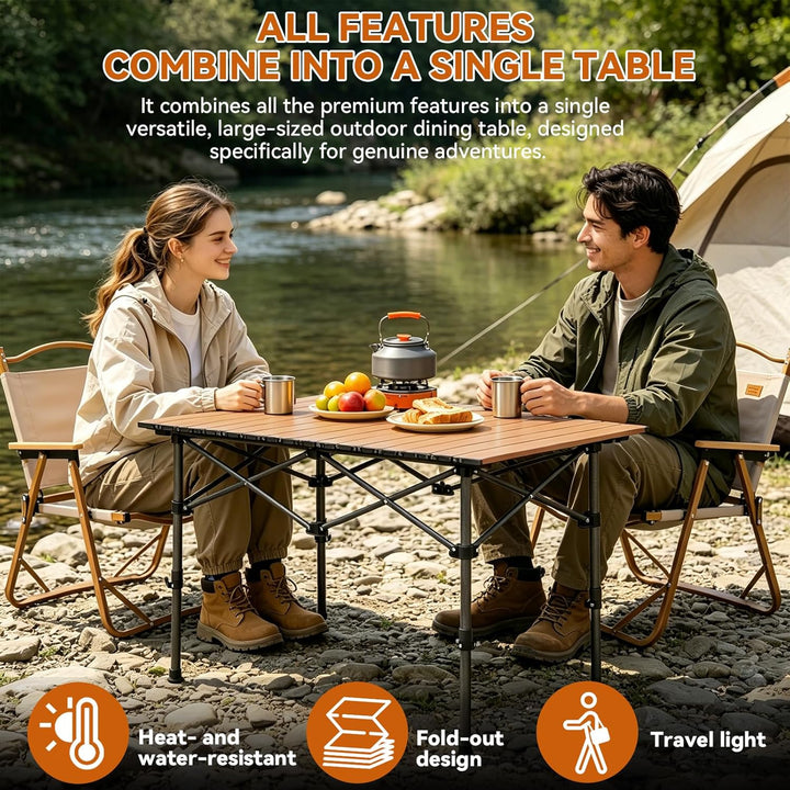 Campingtisch faltbar 99 x 55cm,Klapptisch höhenverstellbar 50-80 cm,Camping Zubehör,Garten,Grill,Pic