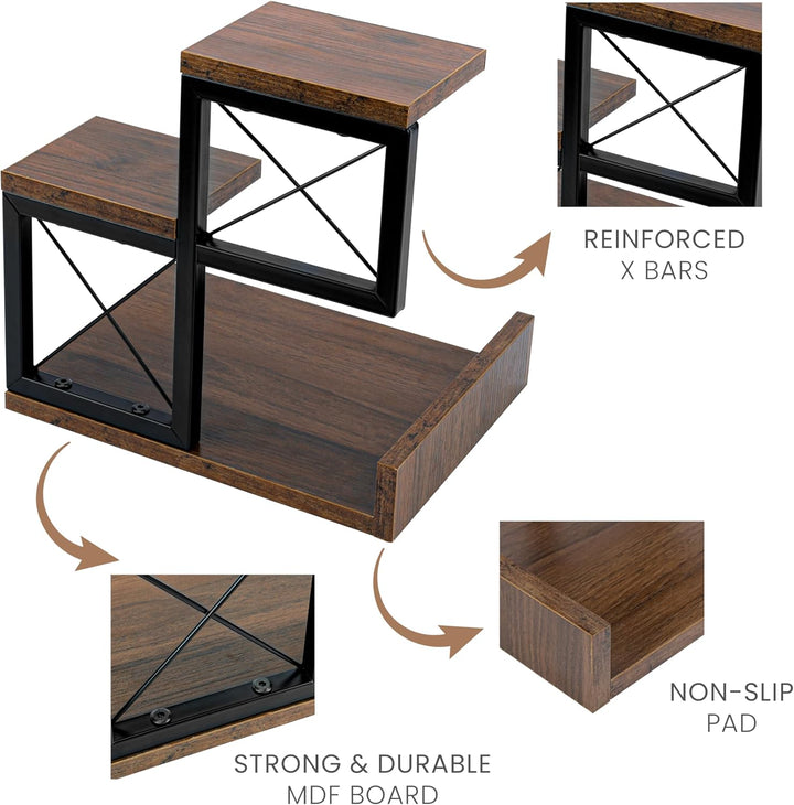 BELLE VOUS Schreibtischregal mit DREI Etagen - Schreibtisch Regal aus Holz - Kleines Bücherregal - S