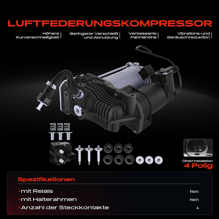 Frankberg Luftfederung Kompressor mit Ventilblock Kompatibel mit X5 E70 3.0L-4.4L 2006-2013 X6 E71 E