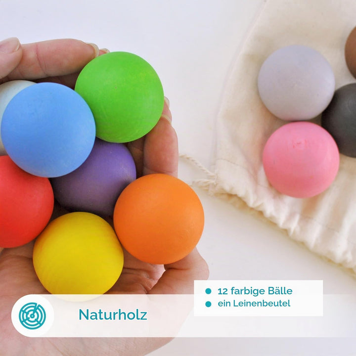 Ulanik Grosse Holzkugeln Bunt Kleinkinder Montessori Spielzeug ab 1 Jahr + Baby Pädagogisches Holzsp