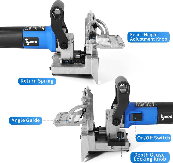 igooo Dual-Spindle Doweling Jointer DJ710, Doppelspindel Dübelfräse, Flachdübelfräse, 710 W, 230 V,