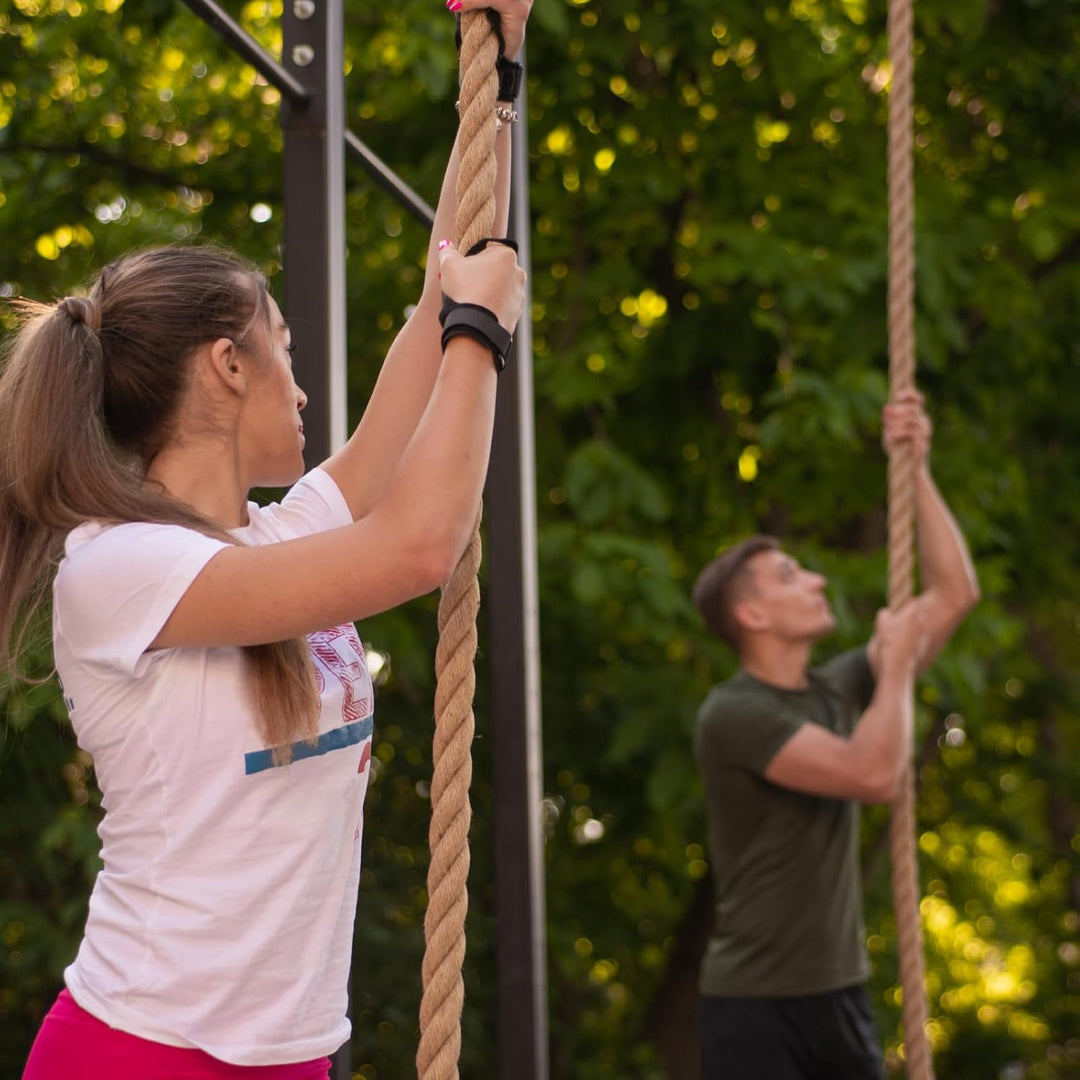QUARKZMAN Battle Rope Schaukelseil Jute Schwungseil Fitness Trainingsseil mit Schwarzem Metallhaken