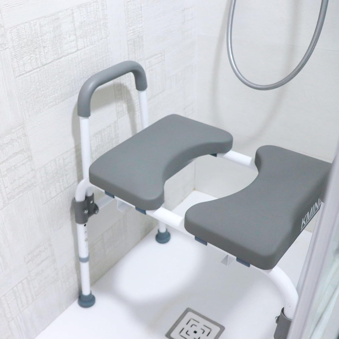 KMINA - Toilettenstuhl für Senioren mit Verstellbarem Sitz (Bis zu 180 kg), Stabiler Nachtstuhl für