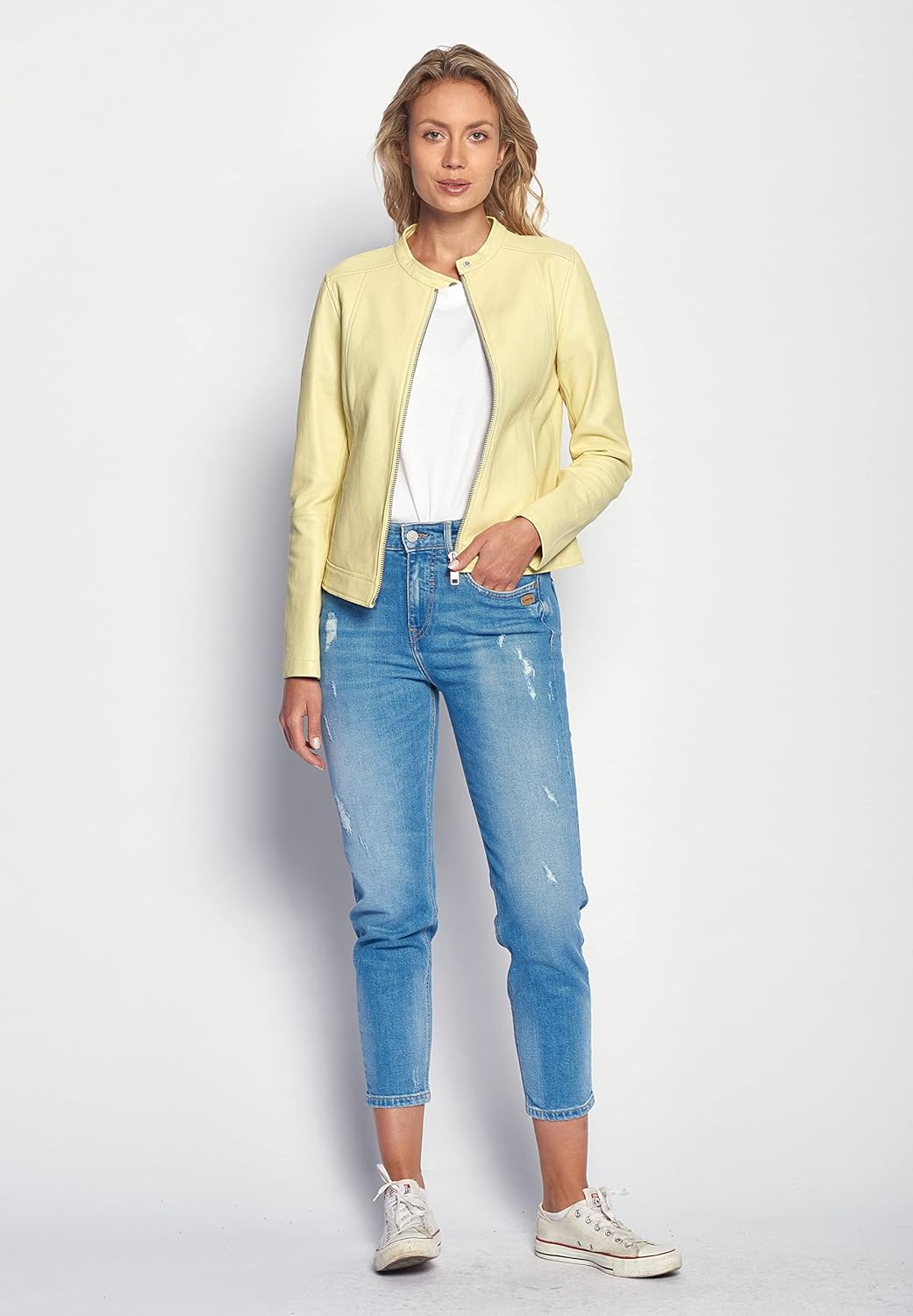 MAZE Damen Lederjacke Summerset L Gelb, L Gelb