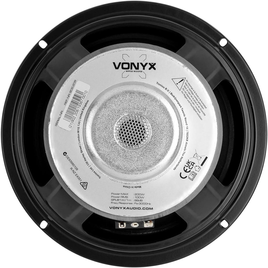 Fenton WPP - 8-Zoll HiFi Tieftöner mit PP-Membran, 100W, Basslautsprecher Tiefen Lautsprecher 20cm