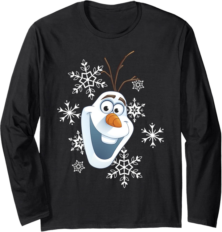 Disney Frozen Olaf And Snowflakes Face Portrait Langarmshirt