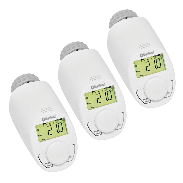 Eqiva Bluetooth Smart Elektronik-Heizkörperthermostat, 3er-Set, mit App-Steuerung, 3er-Set