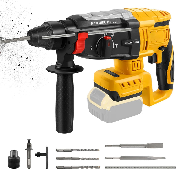 Roadtime Professional Bohrhammer 600W kompatibel mit DeWalt 20V Akku(ohne Akku),Abbruchhammer Geschw