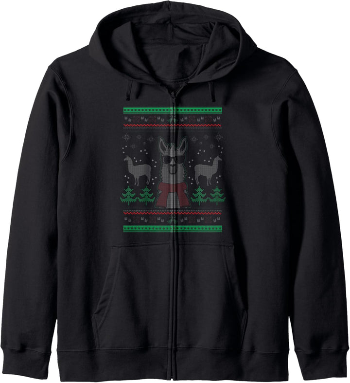 Ugly Christmas Sweater Llama Kapuzenjacke
