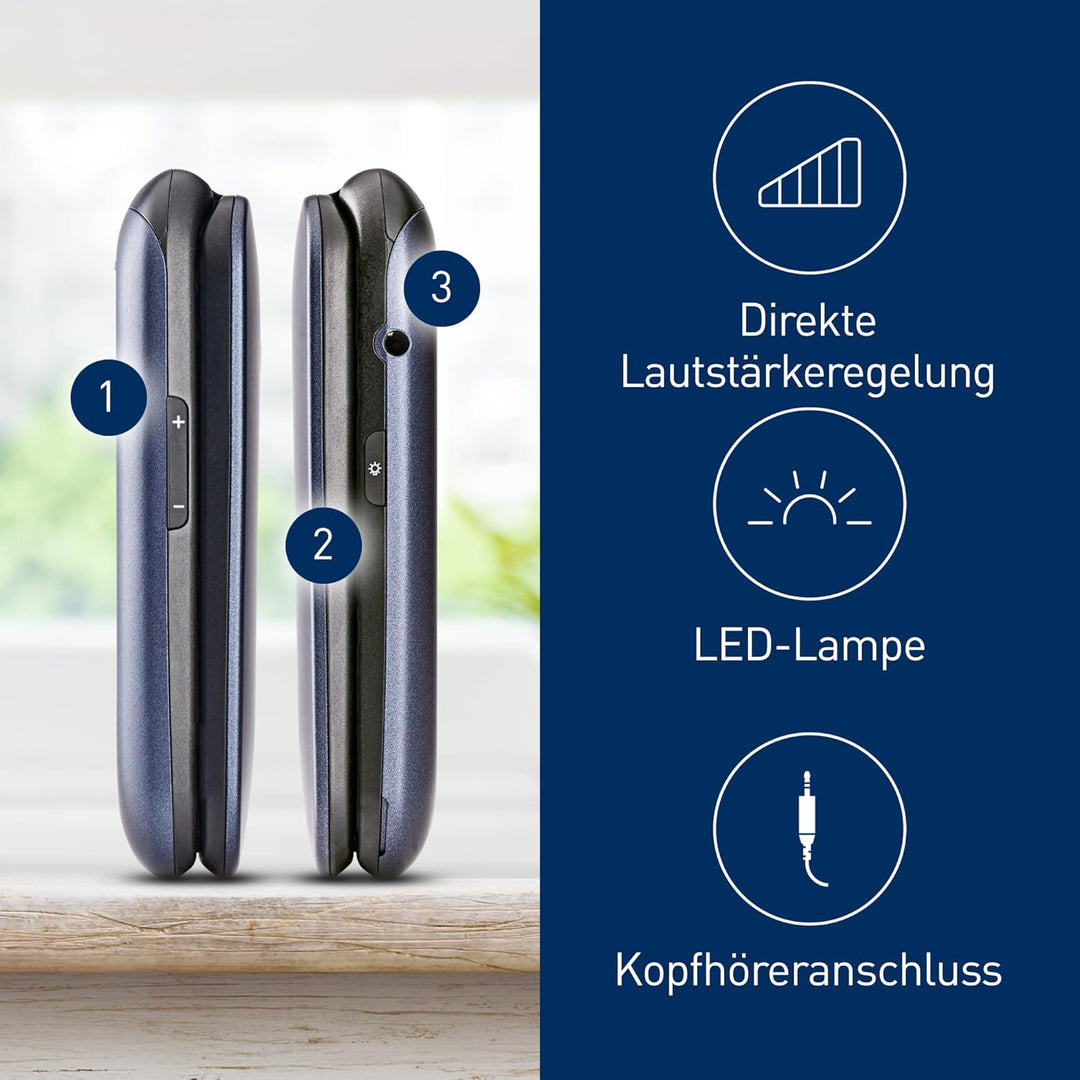 Panasonic KX-TU550EXC 4G Essentials Clamshell Handy für Senioren, 1,2 MP Kamera, Seniorentelefon mit