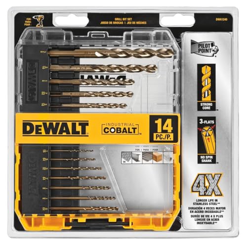 DEWALT Cobalt Bohrersatz mit Zentrierspitze, 14-teilig (DWA1240) Kobalt, Kobalt
