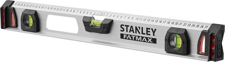 Stanley FatMax Wasserwaage II (60 cm Länge, magnetisch, 1 horizontale/2 vertikale Libellen, Aluminiu