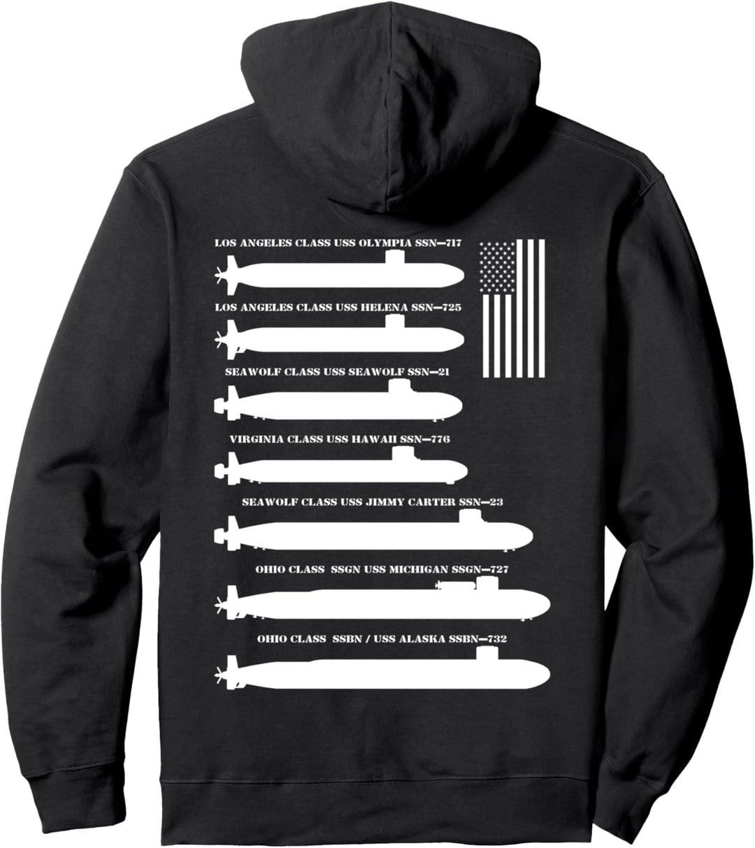 Amerikanische nukleare U-Boote Infografik Silhouetten USA Pullover Hoodie