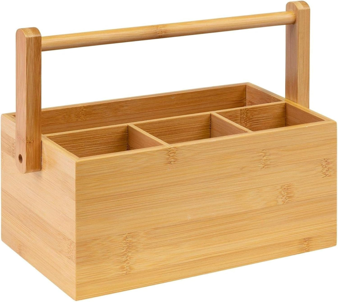 Westmark Küchen-Organizer/Tischbutler, 4 Fächer, mit Tragegriff, Masse: 28 x 15 x 22 cm, Bambus, Tap
